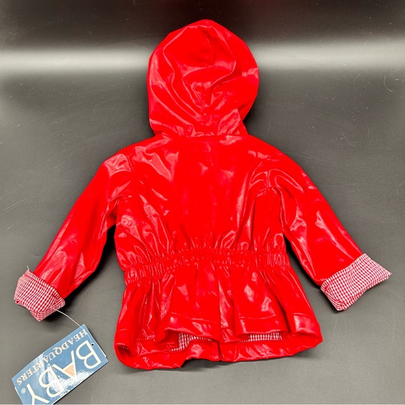 Baby Headquarters Red Hooded Raincoat size 12M (3) - Picture 2 of 4